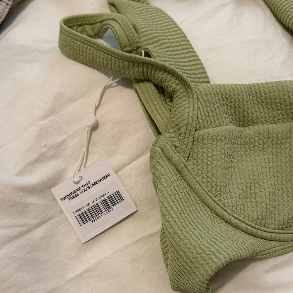 Monday Swimwear Olive Green Textured Underwire Bikini Top